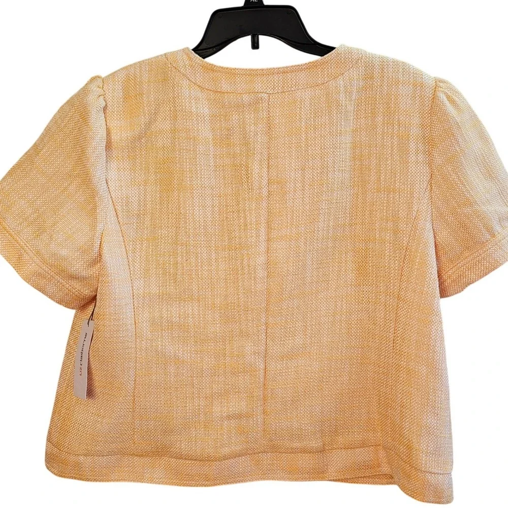 Liz Claiborne Petite Marigold Tweed Jacket Blazer SS Button Front Women 16P NWT - Picture 3 of 11